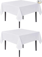 sancua White Square Tablecloths 54x54 Inch, 2 Pack - Fabric Table Cloth for Square or Round Tables, Washable Polyester Table Cover for Dinner, Holiday Party, Decorative Display Tables