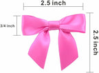 2.5" Hgzgch Pink Satin Ribbon Bow for Gift Wrapping, Premade Bows for Crafts, Cake, Party Favors, Handmade Bows with Double-Sided Tape, Self Adhesive Gift Bows for Presents, Treats, Christmas - 50pcs