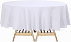 Efavormart Round Tablecloth, 90 Inch Stain & Wrinkle Resistant Washable Table Cloth, Decorative Polyester Fabric Table Cover for Banquet, Wedding, Dining- White