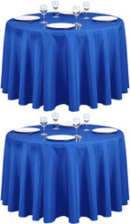 LTC LINENS 2 Pack 108 Inch Round Tablecloth Royal Blue - Great for 48 Inch Round Table Floor Length - Wrinkle Resistant Polyester Fabric Cloth for Wedding