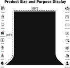 Large Black Screen Backdrops 10x20ft Solid Black Photo Backdrops for Photoshoot, Photography Background for Photo Shooting, Party, Videos
