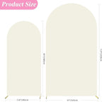 Fomcet Set of 2 Wedding Arch Cover 6FT, 7.2FT Ivory 2-Sided Round Top Spandex Arch Backdrop Cover Fitted Fabric for Birthday Party Baby Shower Wedding Arch Stand Decoration