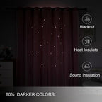 FANLI 2 Panels Star Blackout Curtains for Kid Girls Bedroom Living Room Darking Stripe Double Layer Star Cut Out Wall Home Decor Gradient Grommet Window Curtains (Pink 84L)