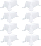 8 Pack White Table Cloth 90 x 156 Inch Rectangular Tablecloths for 8 Foot Rectangle Tables, Wrinkle Resistant White Tablecloth Washable Polyester Fabric Table Covers for Party Wedding Banquet