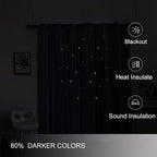 Ombre Rainbow Blackout Curtains for Kid Girls Bedroom Living Room Darking Stripe Double Layer Star Cut Out Wall Home Decor Gradient Grommet Window Curtains (Purple 63L)
