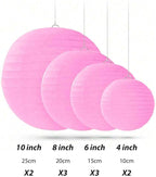 Pink Paper Lanterns Decorative 10pcs Party Hanging Decorations for Bachelorette Wedding Birthday Baby Shower Graduation Anniversary Pink Themed Room Decor DIY Activities