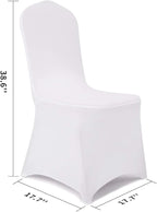Peomeise 50pcs Stretch Spandex Chair Cover for Wedding Party Dining Banquet Event (White, 50)