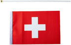 Switzerland Flag Swiss Flag, Small Mini Handheld switzerland Flags on Stick, Ideal for Party Parades Sports Events Patriotic Festival Decorations