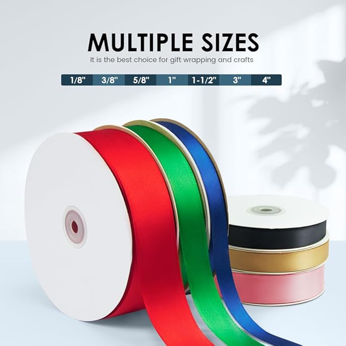 5/8" Wide x 100 Yards Single Face Polyester Satin Ribbon, Satin Ribbon for Crafts, Gift, Hair Bows, Wedding Party Decoration, Bow Making & Other Projects (Royal Blue)