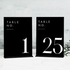 JINMURY Black Wedding Table Numbers 1-25 with Stands, 5"x7" Black Acrylic Table Numbers with White Font, Perfect for Wedding Party Reception(1-25, 5"x7")