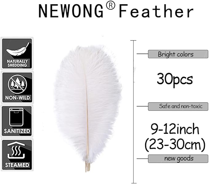 NEWONG 30pcs Blue-Green Ostrich Feathers Natural Bulk 9-12inch(23-30cm) Vase Craft Wedding Home Party Centerpieces Christmas Day Decoration
