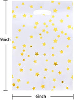 CC Wonderland 6 * 9inch Party Favor Bags 30PCS, White Gold Star Pattern with Handle,Goodie Treat Loot Bags for Kids Children Birthday, Baby Shower, Easter Holiday Party Gift Wrap Decoration