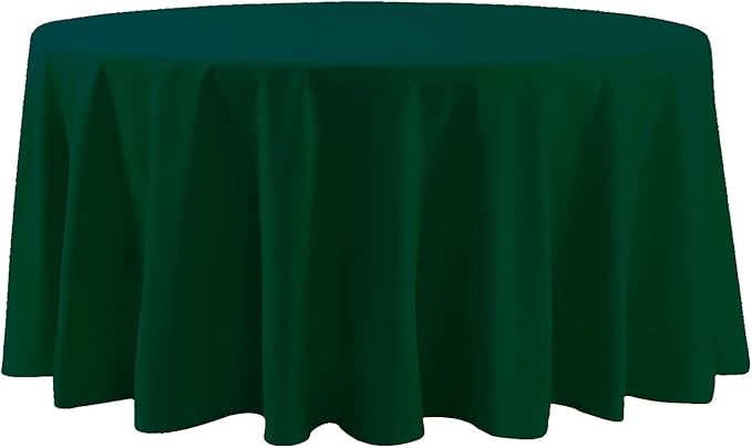 108 inch Round Tablecloth Washable Polyester Table Cloth Decorative Table Cover for Wedding Party Dining Banquet（108 inch, Hunter）
