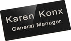 Custom Engraved Name Tag Badge for Business Personalized Identification with Pin or Magnetic Backing Aluminum ID Badge (Black/White, 1.5" x 3")