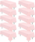 10 Pack Pink Tablecloths for 8ft Rectangle Tables 60 x 126 Inch - Polyester Table Cover Stain and Wrinkle Resistant Washable Fabric Table Clothes for Wedding Party Banquet Reception Restaurant