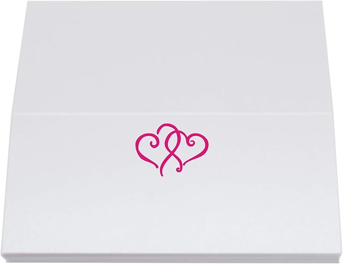 Linked Hearts Place Cards, Fuschia (Choose Color), Set of 25, Pre-cut and Scored - Wedding, Party, Dinner, and Special Events - Made in the USA