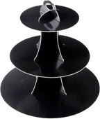 3-Tier Cupcake Stand, Cake Stand holder, Tiered DIY Cupcake Stand Tower for Dessert Table Displays, Birthday Theme Party Favors Decoration, Floral Tea Party, 12" W x 12.8" H, Black