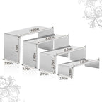 4 Pcs Silver Stainless Steel Display Risers, Display Stand for Display Cupcake Dessert Perfume Purse Handbag Shoe Jewelry and Funko Pop