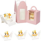 Bakepacker Auto-pop up Individual Cupcake Boxes with Window 60 Count Pink Single Cupcakes Box 3.6 x 3.6 x 4.3inch Cupcake Carrier