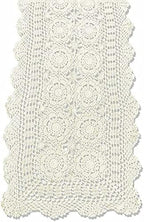 Phantomon Lace Table Runner Rectangular Table Cover Cloth Handmade Crochet Floral Placemats 100% Cotton (Floral Beige, 15x39Inch)