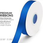 KMER LIFE 5/8 inch x 25 Yards Double Faced Polyester Royal Blue Satin Ribbon, Perfect for Gift Wrapping Very Suitable for Weddings Party Hair Bow Invitation Decorations and More