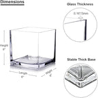 Enova Floral Cube Glass Vase - 6 x 6 Inch Square Vases with Floating Candle Holders, Perfect for Wedding Centerpieces and Home Office Decor - Set of 1