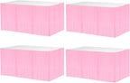 4 Pack 29x108 Inch Metallic Foil Fringe Tinsel Table Skirts for Rectangle Tables Streamer Backdrop for Wedding, Birthday, Parade Floats, Christmas, Halloween Party Decoration(Macaron Pink)
