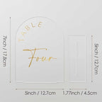 JINMURY Frosted Arch Wedding Table Numbers 1-15 with Stands, 5x7 Inch Acrylic Arch Sign with Golden Lettering, Frosted Acrylic Table Numbers for Wedding Reception