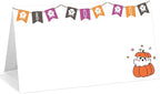25 Pack Halloween Place Cards, Editable Name Cards for Table Setting, Boo Ghost Tent Cards Food Label for Dinner Party, Bridal Shower, Wedding, Baby Shower and Events -T38
