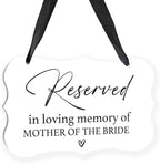 Acrylic Wedding Sign, Ring Bearer Sign, Reserved Seating Signs, for Mother of The Bride, Rustic Wedding Decor Signs, Acrylic Wall Art With Ribbon for Chairs Weddings Decor and Event Party (White)