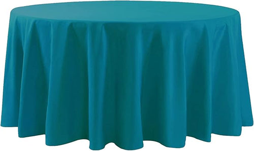 108 inch Round Tablecloth Washable Polyester Table Cloth Decorative Table Cover for Wedding Party Dining Banquet（108 inch, Caribbean Blue）