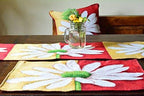 Tache Floral Colorful Yellow Red White Decorative Spring Daisy Flower Loves Me Not Woven Tapestry Long Kitchen Dining Table Runner 13x90