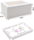 10-Set Cupcake Boxes with Inserts and Window Hold 6 Cupcakes,Cupcake Containers Bakery Cake Box,Pastry Carrier For Donut Cookie Treat Muffin Chocolate Bombs,9.4x6.3x3.9 In