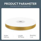 KMER LIFE 3/8" Wide x 50 Yards Golden Single Faced Polyester Satin Ribbon, Golden Satin Ribbon Perfect for Wedding Decor, Wreath, Crafts, Gift Wrapping & Other Projects (Golden)