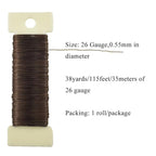 HAHIYO 26Gauge Coffee Color Metal Floral Wire - 1 Roll, 38 Yards (115 Feet) - Flexible Paddle Wire for Craft, Christmas Wreath, Flower Arrangement, Bouquet Wrapping, Wedding, DIY