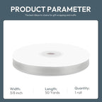 KMER LIFE 3/8" Wide x 50 Yards Silvery Polyester Satin Ribbon, Perfect for Wedding Decor, Crafts, Gift Wrapping & Other Projects
