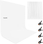 10X20ft White Photo Backdrops for Photography, LCUIRC TWO ROD POCKET White Backdrops Curtain for Parties, Polyester White background with 4 Clamps for Product Protrait Photoshoot or Parties Decoration