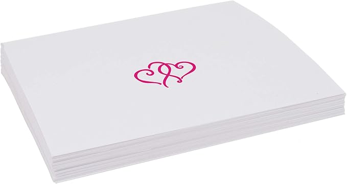 Linked Hearts Place Cards, Fuschia (Choose Color), Set of 60, Pre-cut and Scored - Wedding, Party, Dinner, and Special Events - Made in the USA
