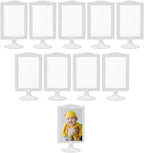 NahNah Double Sided Standing Picture Frames - (White, 10 Count) 4x6 Inch, Plastic Pedestal Photo Frame with Inserts and Base - 2 Sided Tabletop Vertical Display Frame for Wedding Table Bridal