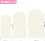 Fomcet Set of 3 Wedding Arch Covers 6FT, 6.6FT, 7.2FT Ivory 2-Sided Round Top Spandex Arch Backdrop Cover Fitted Fabric for Birthday Party Baby Shower Wedding Arch Stand Decoration