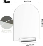 6 Pack 8x10 Inch Frosted Arch Acrylic Sign with Stands, Frosted Table Signs, Arched Round Top Acrylic Sheet, DIY Arch Signs Blank for Wedding Table Number Menu Bar List Sign