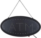 Boshen Led ATM Signs Decor for Bank Business Mart Shop Store Bar Cafe Now Open Sign Display On/Off Switch + Chain (19" Lx 10"W(Oval"ATM"))