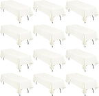 12 Pack Polyester Tablecloth 60 x 102 Inch Ivory Tablecloth for 6 Ft Rectangle Tables,Stain and Wrinkle Resistant Washable Fabric Table Covers Polyester Table Clothes for Wedding Parties Banque