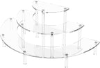 3 Tier Acrylic Display Risers, Half Moon Cupcake Stand, Clear Perfume Organizer, Dessert Stand for Display, Clear Display Stand for Food, Cupcake, Perfume, Collections