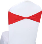VDS Pack of 75 PCS | Red | Spandex Chair Sashes Bows Without Buckle | Stretch Elastic Banquet Universal Folding Chair Band Tie with for Wedding Party Conference Celebration Event Decoration
