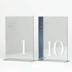 JINMURY Sliver Wedding Table Numbers 1-10 with Stands, 5"x7" Sliver Mirror Acrylic Table Numbers for Wedding Reception(Sliver Mirror White Font, Number 1-10, 5"x7")