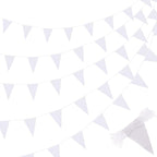 Tatuo 200 Feet Solid Pennant Banners Flags String Triangle Hanging DIY Bunting Flags Party Decorations for Grand Opening Party Banners for Kids Birthday, Shops (White)