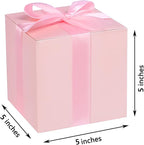 COTOPHER Small Gift Boxes 25 Pack 5x5x5 inches Pink Gift Boxes with Lids for Gifts, Crafting, Wedding Party Favor, Cupcake Boxes, Candy, Bridesmaids Proposal Box with Ribbons and Stickers