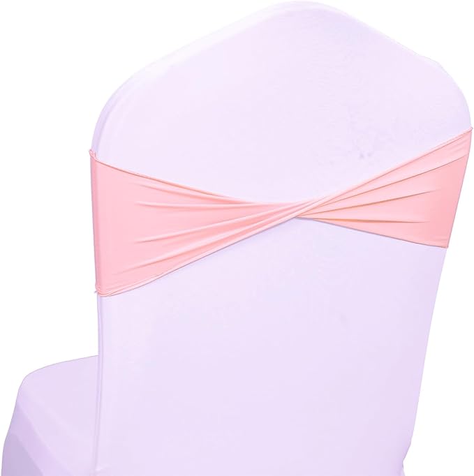 VDS Pack of 150 PCS | Dusty Rose | Spandex Chair Sashes Bows Without Buckle | Stretch Elastic Banquet Universal Folding Chair Band Tie with for Wedding Party Conference Celebration Event Decoration