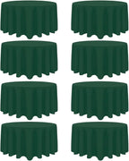 8 Pack Dark Green Round Tablecloth 90 Inch Stain and Wrinkle Resistant Round Hunter Green Table Cloth Reusable and Washable Polyester Fabric for Buffet Wedding Party and Banquet